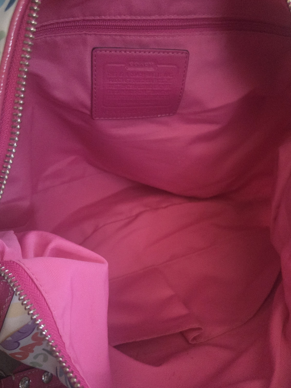 LOW START Coach Poppy Daisy Fingerpaint Graffiti Large Hobo Bag F14883 Pink Y2K - Picture 12 of 17